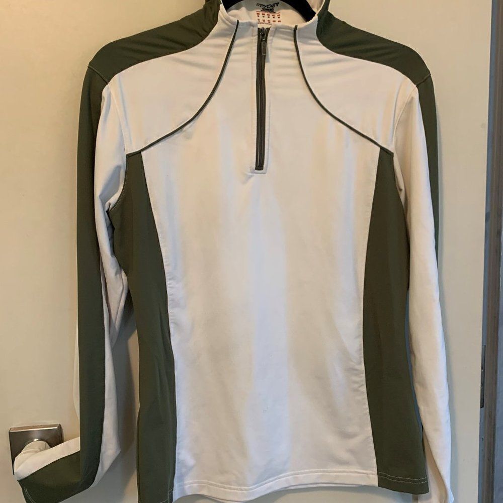 Spyder athletic wear long sleeve top women's size 12 zip mock turtleneck, EUC